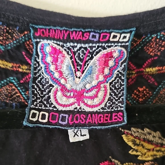Johnny Was Black Tunic with Colorful Embroidery - Picture 2 of 3